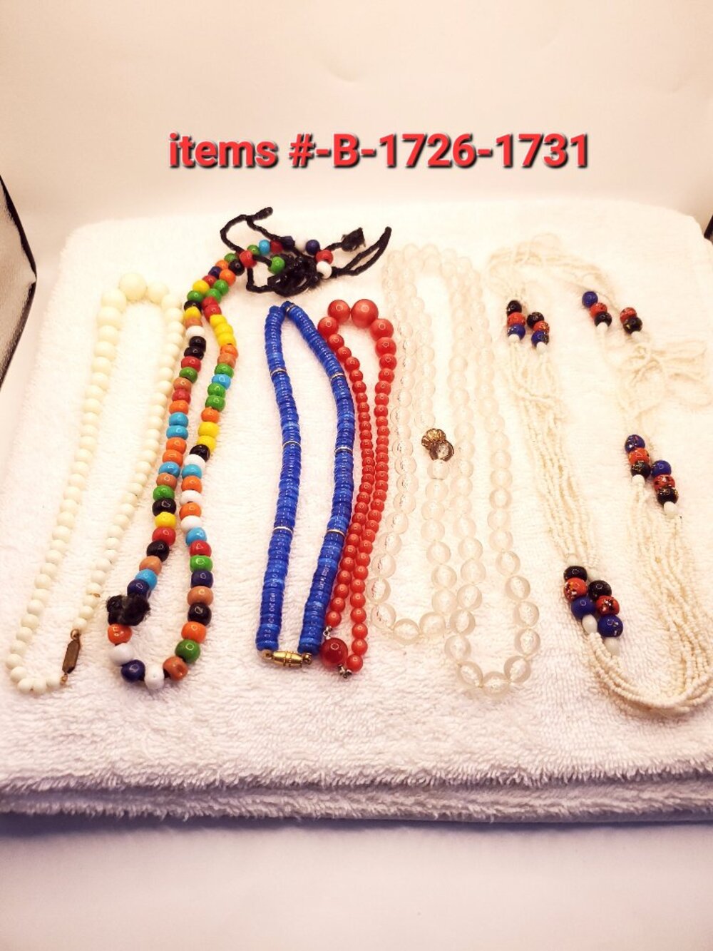 6 Necklaces, items # B-1726-1731 .  wt. 191 grams.
